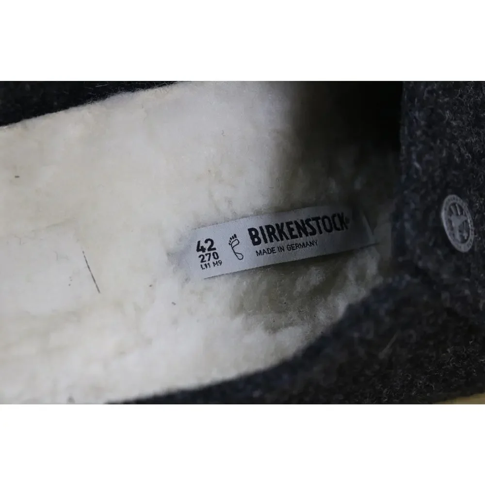 Birkenstock Slippers Mens 9 Gray Italian Wool Zermatt Shearling Shoes